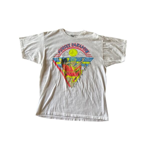 Vintage 90’s Neon Sunset Paradise Puerto Rico Single Stitch White XL T-shirt - Picture 1 of 6